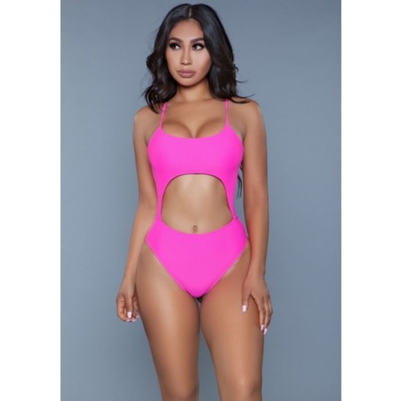 Pink Cut-Out Front Back Swimsuit - Picture 1 of 3